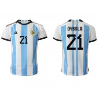 Echipament fotbal Argentina Paulo Dybala #21 Tricou Acasa Mondial 2022 maneca scurta